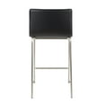 thumbnail image 5 of Mara 26" Contemporary Counter Stool In Brushed Stainless Steel, And Black Faux Leather - Set Of 2, 5 of 7