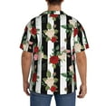 thumbnail image 5 of Vsdgher Rose Flowers Print Men's Wrinkle Free Untucked Cuban Shirt Business Casual Button Down Shirts Short Sleeve Shirt, 5 of 7