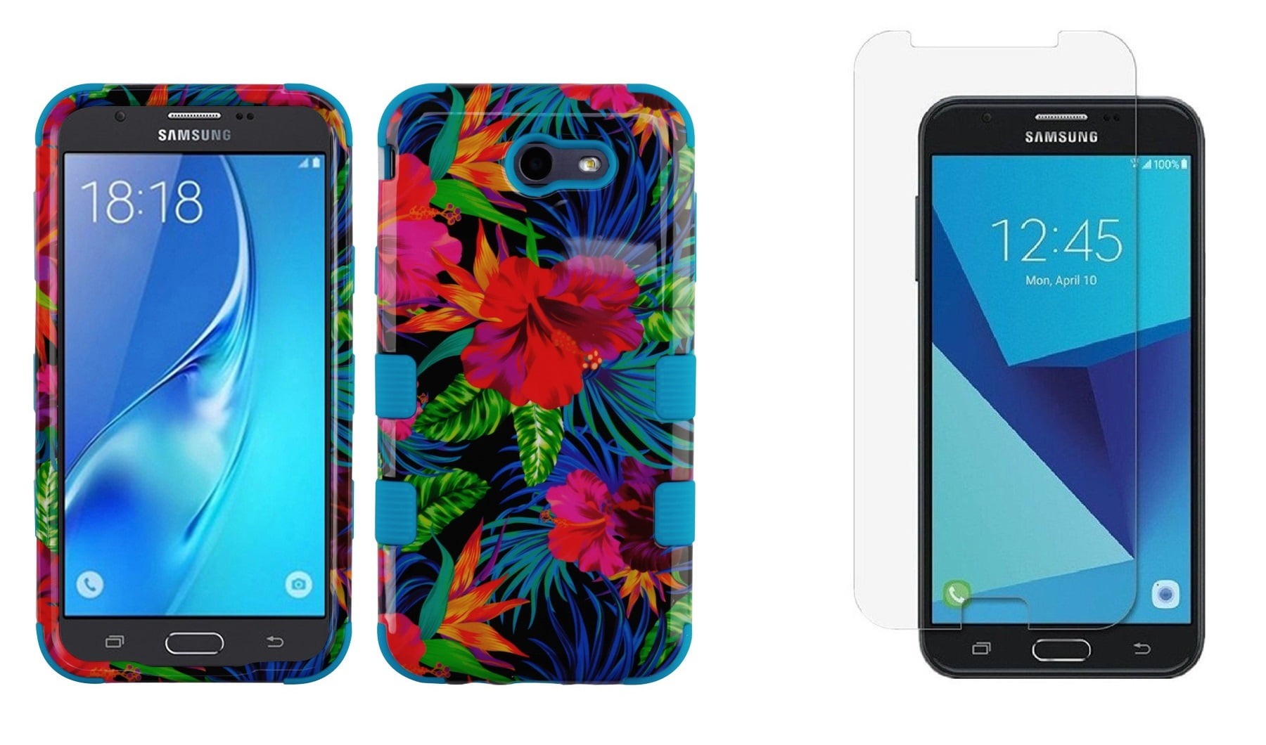 Case Compatible with Samsung Galaxy S10e Bundle with Tempered Glass Screen Protector and Atom Cloth Black Military Grade TUFF Series