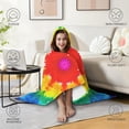 thumbnail image 4 of Wearable Blanket,Colorful Rainbow Tie Dye Spiral Pattern Hooded Wearable Flannel Blanket for Adults & Teens with Buckle,Winter Poncho Shawl Wrap Cape,50"x60", 4 of 5
