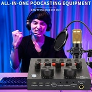 Enroslu Podcast Equipment Bundle, BM-800 Recording Studio Package with Voice Changer, Audio Interface with Sound Card and Condenser Microphone, Perfect for Recording, Broadcasting, Live