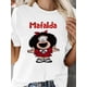 thumbnail image 1 of Camiseta informal de cuello redondo para mujer, de punto, de manga corta con estampado gráfico de Mafalda, ideal para todas las estaciones, ideal para practicar deporte., 1 of 7