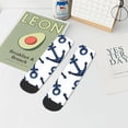 thumbnail image 7 of Fuzoiu Navy Blue Anchor Print Adult Socks, Crew Moisture-wicking Socks, Unisex Cushion Crew Socks,Casual Sports Ankle Socks, 7 of 7