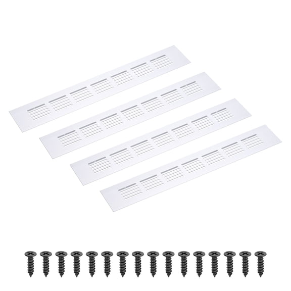 Uxcell 12 x 2 Inch Rectangle Ventilation Grille, 4PCS Aluminum Air Vent Cover, Silver