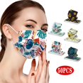 thumbnail image 2 of Dsscvnef 50PCS Adults Summer Daily Beautiful Flower Prints 3 -Layer Disposable Face Mask, 2 of 9