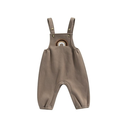 

Amuver Infant Girl Sleeveless Jumpsuit with Adjustable Shoulder Straps Rainbow Embroidery Loose Casual Clothing