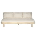 thumbnail image 6 of Christopher Knight Home 70.8" Outdoor 3 Seater Sofa, Armless Wood Frame with Cushions, Light White+Sand, 6 of 6