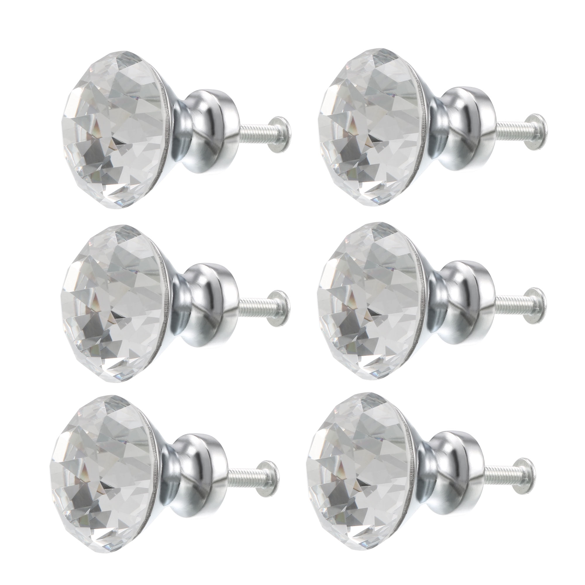 Pull Knob, 30mm Dia Zinc Alloy Crystal Glass Pulls Drawer Knobs
