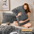thumbnail image 5 of XeGe 2 Pack Soft Fluffy Faux Fur Pillow Cases, Plush Fuzzy Pillow Shams Pillowcases, Shaggy Furry Velvet Decorative Long Pillow Covers for Bed Sofa Couch, Zipper Closure, Standard Size, Black Ombre, 5 of 6