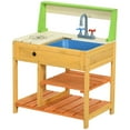 thumbnail image 3 of Mud Kitchen Outdoor Kitchen Playset for Kids Wooden with Realistic Play Kitchen Toys, Faucet & Sink, Storage Shelves, Gift for Boys Girls Aged 3-8 Years Old, 3 of 11