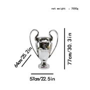 77cm/30inch 2024 European PSG Champions Soccer Trophy Awards Cup Football Cup Fans Souvenir with Keychain Engraving Champion Team Name),Silver,European League Champion