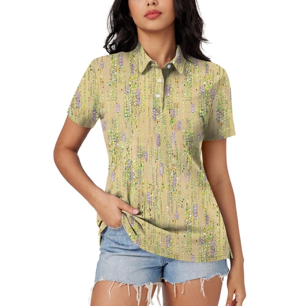 Fiudx Ofertas Del Día Blusa con Botones y Cuello Vuelto de Manga Corta con Estampado Cómodo E Informal para Mujer a La Moda