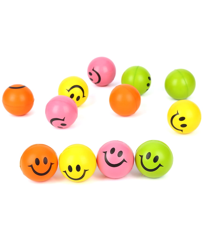 2 Inch Neon Smile Face Stess Balls Assorted - 12ct - Walmart.com