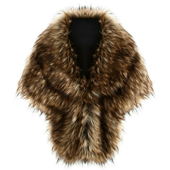 Jesscasday Faux Furs Shoulder Wrap Furry Shawl Scarf for Women Dating Night Party Accessory