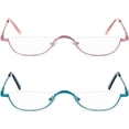 thumbnail image 3 of GFDYREE Half Reading Glasses Half Rim Metal Frame Glasses Spring Hinge Readers for Men and Women, 3 of 7