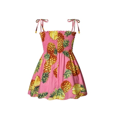 

Canrulo Kid Girls Summer Dress Toddler Girl Sleeveless Strap Dress Sunflower Print Ruffle Dress Overall Outfits Pink Pineapple 3-4 Years
