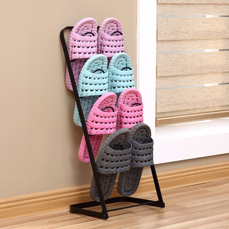 Portable Shoe Rack Storage, 4 Tiers Shoe Rack for Sandals Slippers, Metal Freestanding Storage