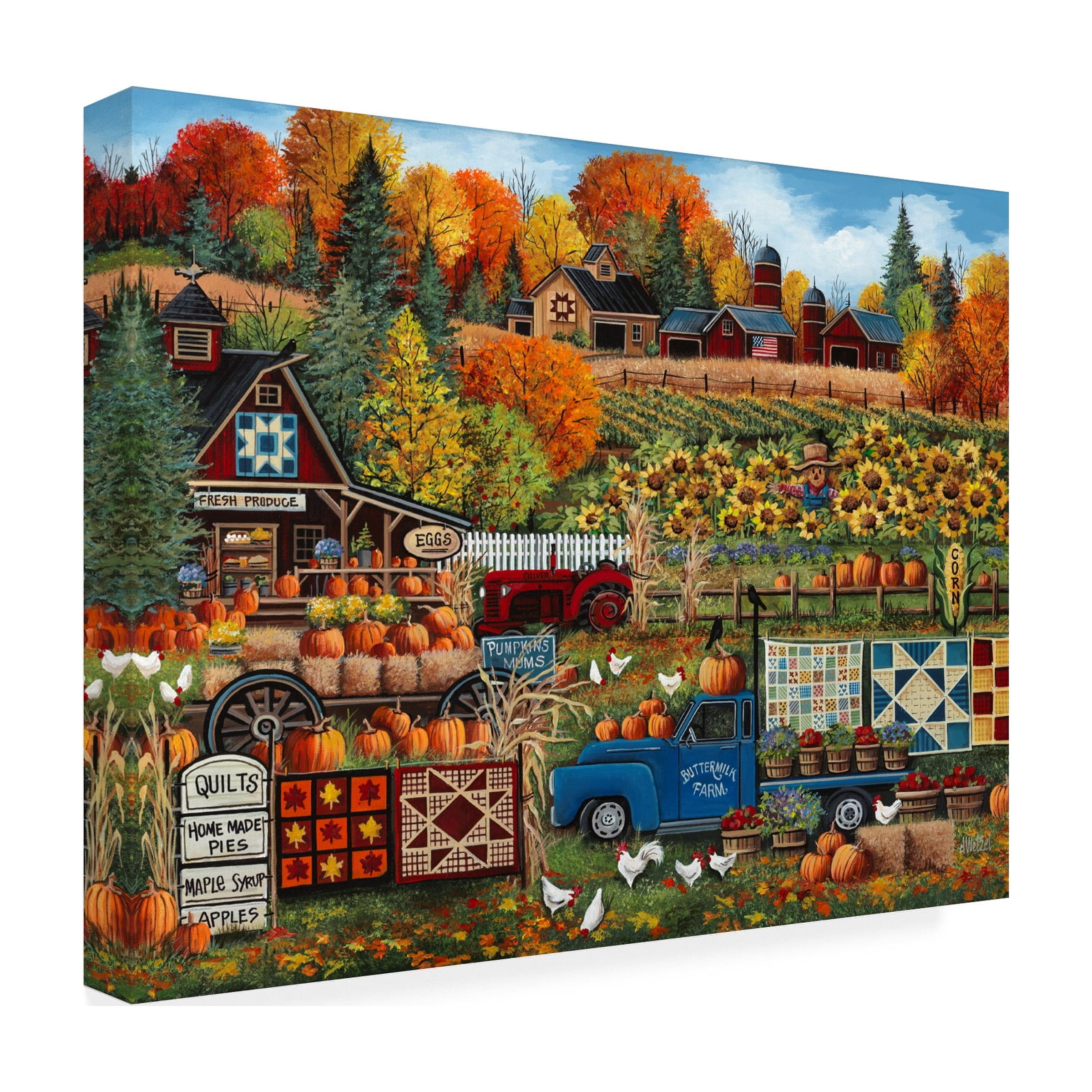 Canvas Wall Art - Debbi Wetzel 'Buttermilk Farm Fall' Wall Art for Living Room, Bedroom, or Office DÃ©cor by Trademark Fine Art - 24 x 18 Inches