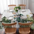 thumbnail image 3 of Green Snowman Christmas Table Cloth Waterproof Tablecloths, Xmas Snowflake Eucalyptus Leaves Tablecloth Dining Table Cover for Kitchen Party Tabletop Outdoor, Rectangle Tablecloth 52x70 Inch, 3 of 9