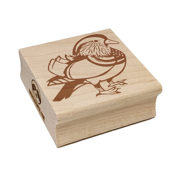 Majestic Mandarin Duck Square Rubber Stamp Stamping Scrapbooking Crafting - Small 1.25in