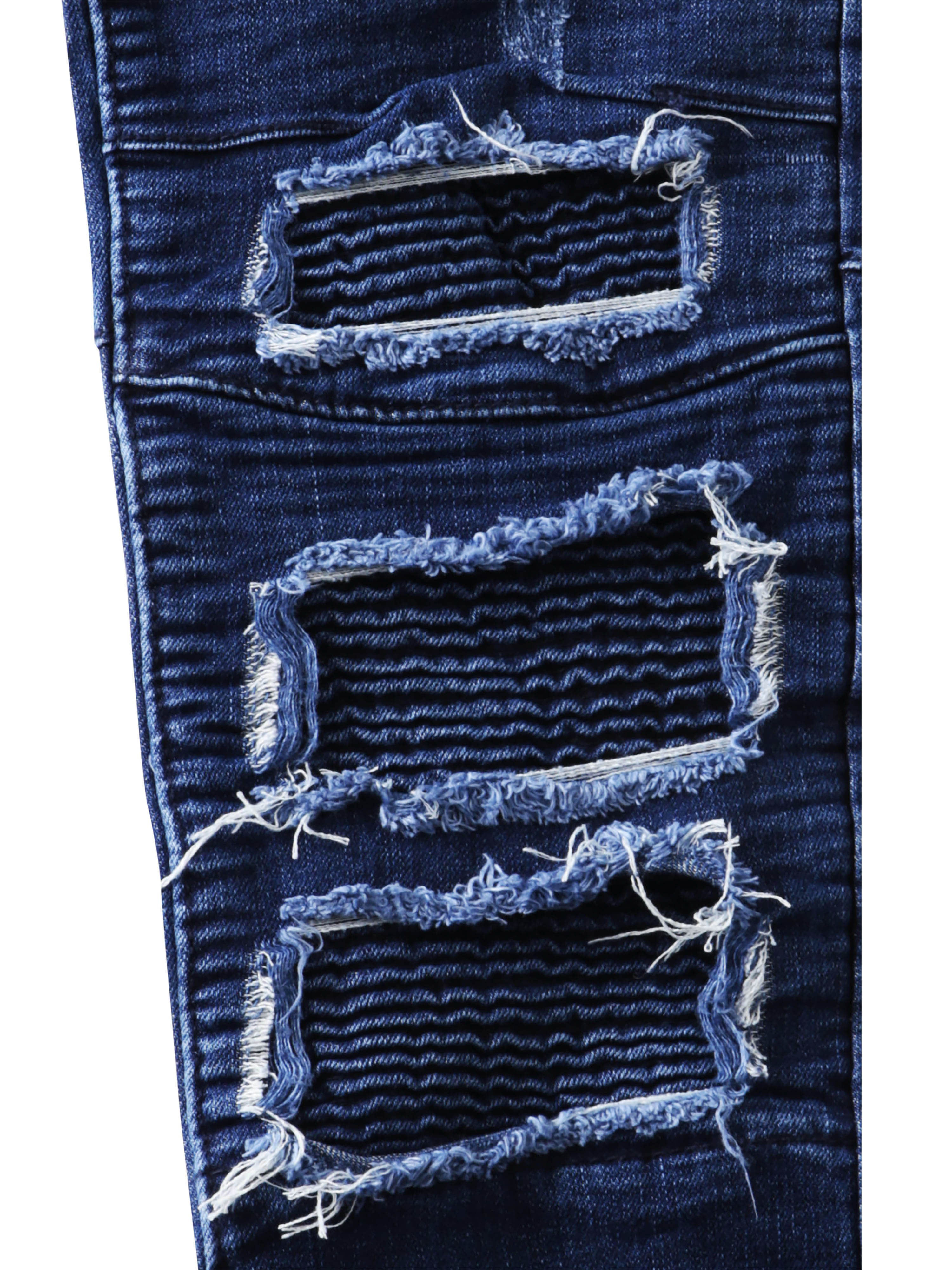 Ma Croix Mens Faded Washed Slim Biker Denim Jeans - image 4 of 6