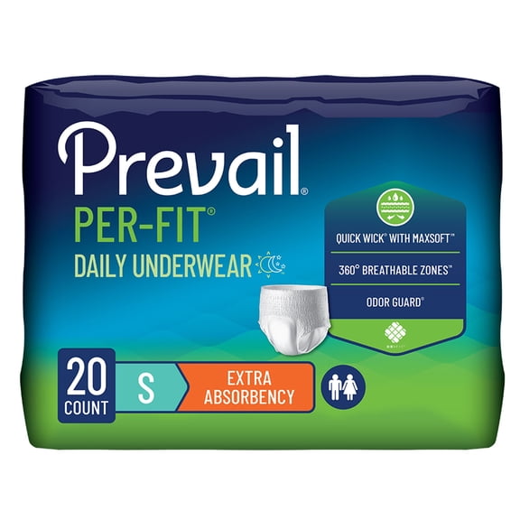 Prevail Per-Fit Extra Disposable Underwear Pull On with Tear Away Seams Small, PF-511, 39, 20 Ct
