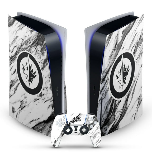 Head Case Designs Officially Licensed NHL Winnipeg Jets Marble Vinyl Sticker Skin Decal Cover Compatible with Sony PS5 Disc Edition Bundle