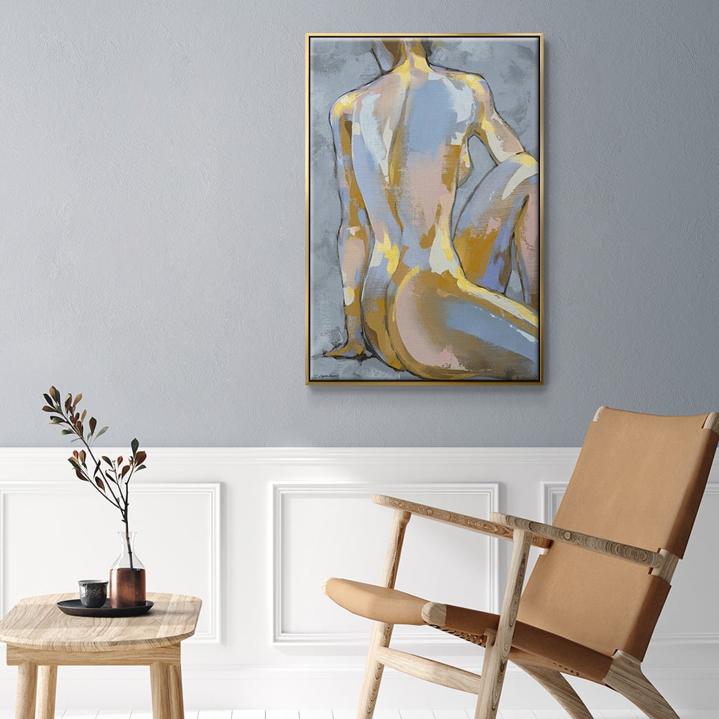 Grey Maiden II Framed Premium Gallery Wrapped Canvas - Ready to Hang - 27 x 41 - Gold Floating Frame