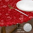 thumbnail image 3 of Red Christmas Table Cloth, Round Fitted Tablecloths with Elastic Edge, Xmas Botanical Floral Rustic Wipeable Waterproof Table Cover for Kitchen Wedding 36-44 Inches, 3 of 3