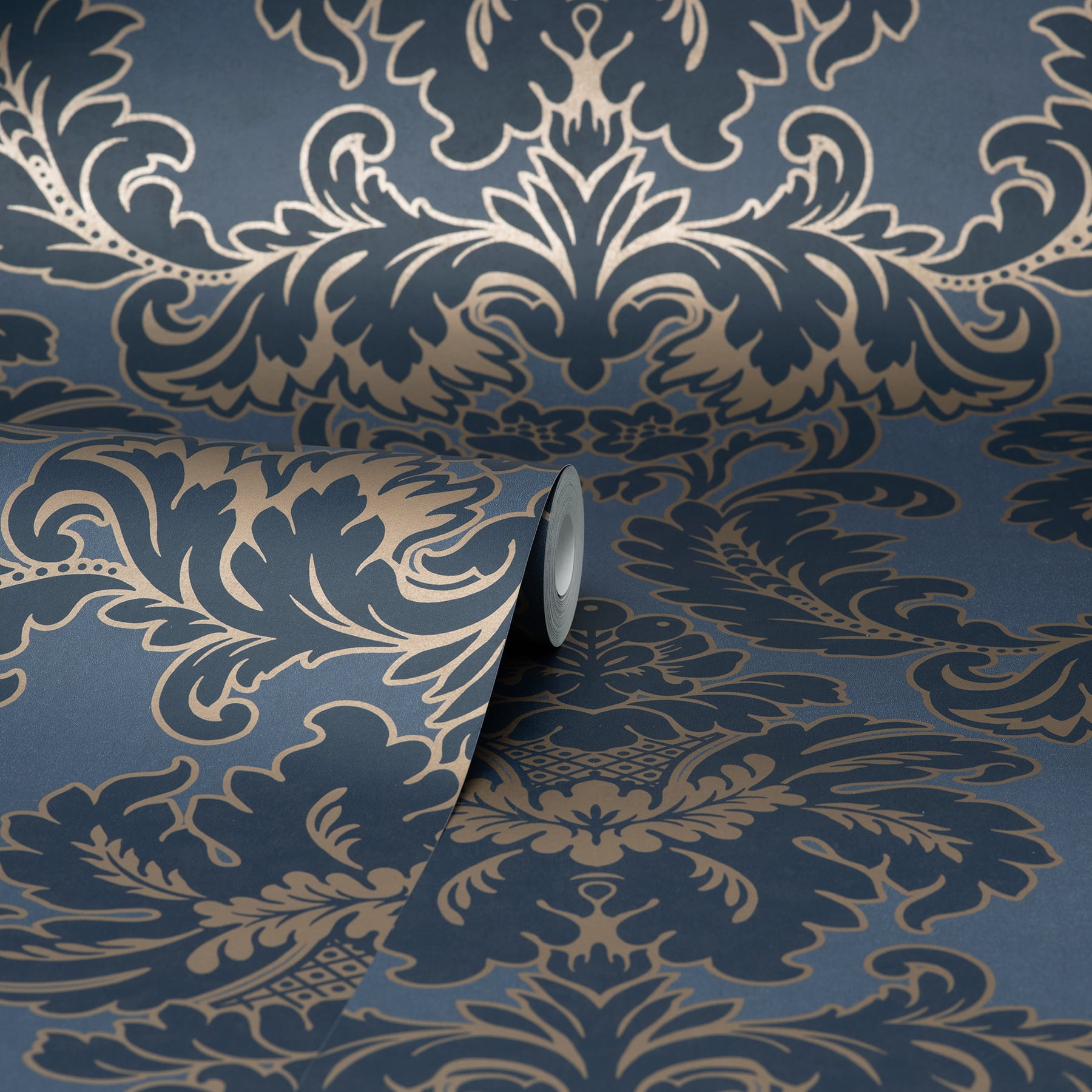 Brewster Home Fashions Windsor Blue Damask Wallpaper