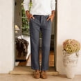 thumbnail image 2 of Casual Pants for Women Womens Daily Elastic Waist Pockets Straight Solid Color Casual Pants Loose Long Trousers, 2 of 6