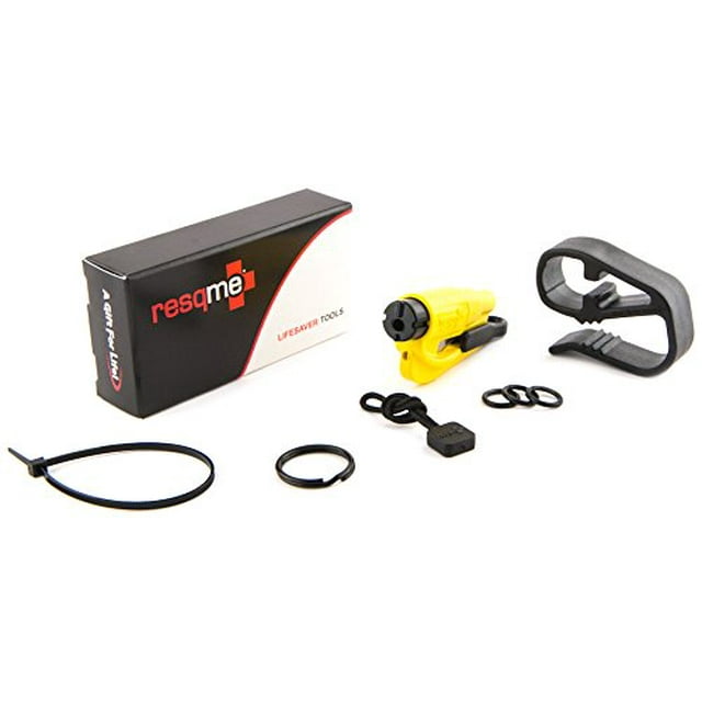 resqme The Original Keychain Car Escape Tool (Yellow) with Visor Clip and Lanyard Value Pack