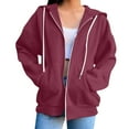 thumbnail image 5 of Mgmyaa Women's Sweatshirt Casual Loose Solid Color Pocket Long Sleeve Two-Way Zip Hooded Top, 5 of 8