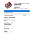 Advanced Grade Oil Filter for 2018 2024 Chevy Equinox, 1.5L 2.0L 4