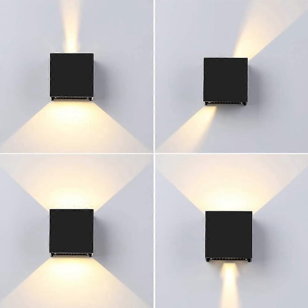 12W LED wall light outdoor wall lamp waterproof with adjustable beam angle IP65 LED wall lighting indoor and outdoor warm white (12W black warm white)