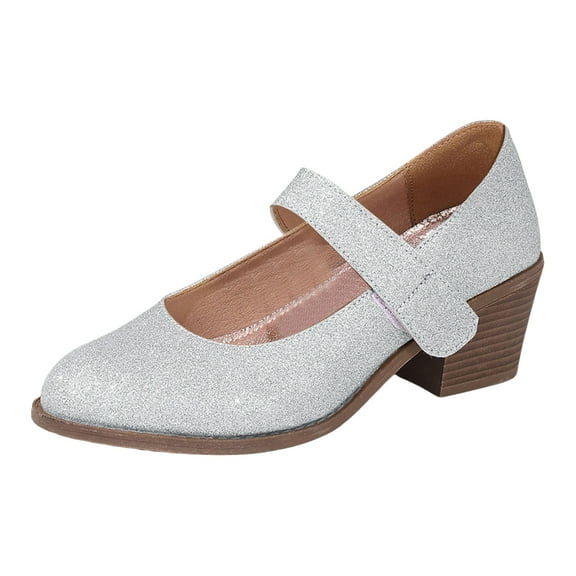 Xiaoxatg Ladies Casual Solid Color Beaded Glitter Sequins Heel Large Size High Heeled Shoes for Women 7.5 Silver