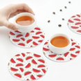 thumbnail image 6 of Bingfone Vintage Watermelon Leather Drinks Coasters with Set of 6,Suitable for Home Kitchen,Coffee Cup Coasters Home Gift, 6 of 7