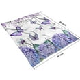 thumbnail image 4 of Purple Flower Butterfly Pattern Blanket,Comfortable Soft Flannel Throw Blanket,All Season,Warm Lightweight Blankets for Sofa Bed Couch Living Room Chair,60"x80", 4 of 4