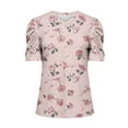 thumbnail image 4 of Tops for Women Flower Print Short Sleeve Casual Loose Summer T Shirt Womens Short Sleeve Blouse, 4 of 5