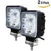 "Phenas 2Pcs 4"" 27W Square Spot LED Work Light Waterproof rate IP67 Super Bright Driving Light for ATV Jeep Wrangler 4x4 Rv Trailer Fishing Boat Tractor Truck, 2 Years Warranty"