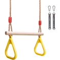 thumbnail image 1 of Columpio Multifunción Infantil De Madera Con Anillas De Gimnasia De Plástico Para Colgar Hasta Una Carga De 120 Kg., 1 of 2