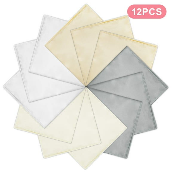 12pcs Handkerchiefs for Men, TSV Soft Satin Hankies, Classic Pocket Square for Wedding, 12''x12''