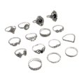 Aisiwm 15Pcs Silver Rings Set For Women Girls Vintage Stackable Boho ...