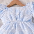 thumbnail image 6 of Mercatoo Toddler Girls Summer Dress Bubble Sleeve A Collar Button Crushed Light Blue Dress + Crossbody Bag Two-Piece Dress, 6 of 7