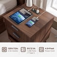 thumbnail image 3 of YDN Modern Tall Nightstand Set of 2 - Bedside Table with Fluted Design & Charging Station, Wooden Bedsides End Table with 2 Drawers and Storage Shelf for Bedroom, Living Room,Walnut, 3 of 12