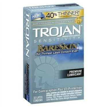 Trojan Premium Lubricated Latex Condoms BareSkin 40% Thinner 10 Ct, 4-Pack