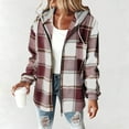thumbnail image 2 of Women’s Lightweight Casual Flannel Jacket with Hood Plaid Fleece Lined Shacket Button Down Long Sleeve Fall Winter Jacket Warm Coat 2025 Trendy Outerwear for Everyday Wear, 2 of 5
