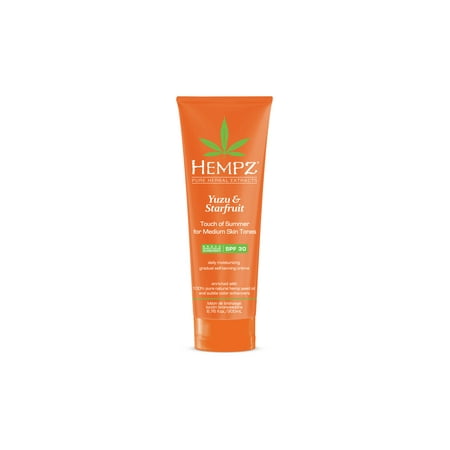 Hempz Yuzu & Starfruit Touch of Summer Moisturizing Gradual Self-Tanning Crème with SPF 30 for Medium Skin Tones 6.76