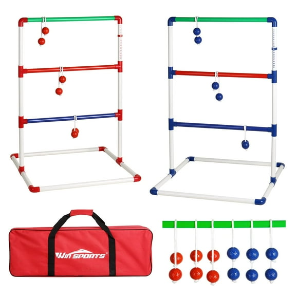 Jeu de Lancer d'Échelle Extérieur - Win SPORTS Jeu de Lancer de Balle d'Échelle Intérieur avec 6 Bols Lestés, Étui de Transport et Passepoil en PVC Lesté pour le Sable, Jeux pour Adultes, Enfants, Famille