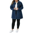thumbnail image 2 of Agnes Orinda Women's Plus Size Denim Jacket Buttons Long Sleeves Jean Jackets 1X Dark Blue, 2 of 6